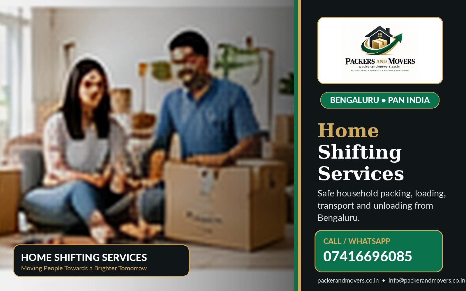 Home Shifting by Packers and Movers Bangalore, call 07416696085